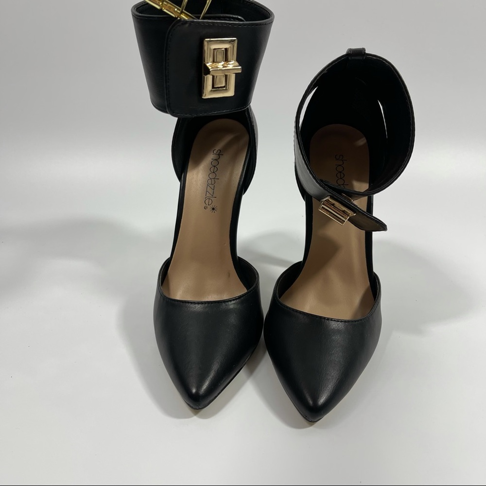 Black pumps w/gold clutch ankle strap shoedazzle - Picture 3 of 9